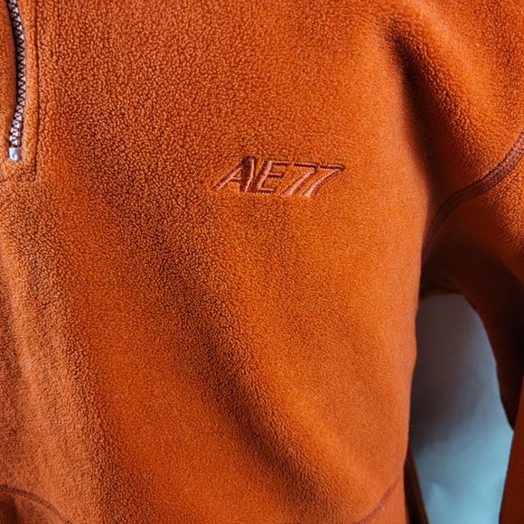 American Eagle Outfitters AE77 Fleece Mens Large Orange Performance Quarter Zip - Picture 4 of 9